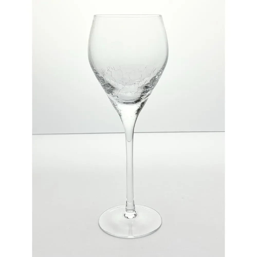 Pier 1 “Reflections” Set of 3 Crackled Wine Glasses 9 1/4” 12oz